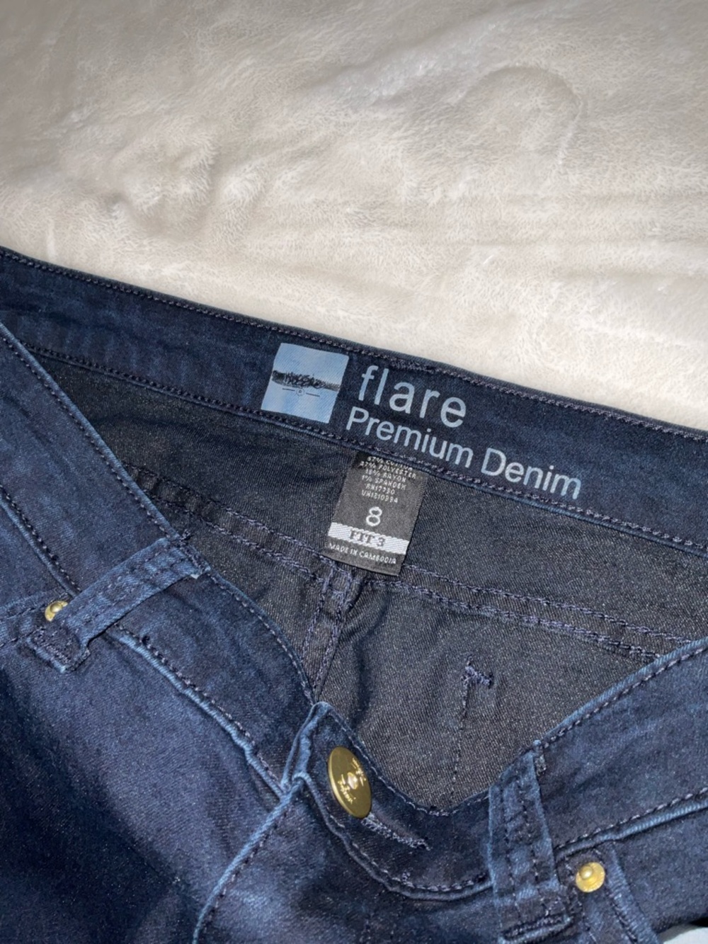Mossimo Supply Co. Premium Stretch Denim Navy Flare Jeans Size 8 - Picture 5 of 7